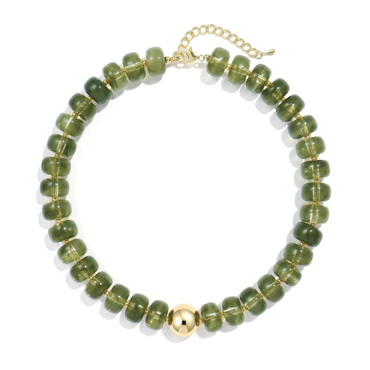 Colorful Geometric Round Acrylic Bead Necklace for Women