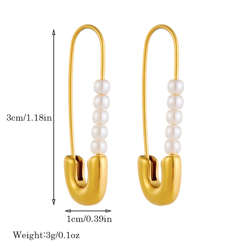 Orecchini da donna in acciaio inossidabile placcati oro a forma di spillo, design minimalista alla moda