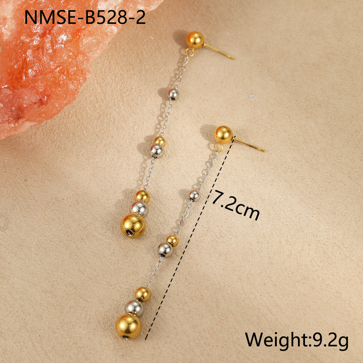 Orecchini geometrici in acciaio inossidabile alla moda con placcatura in oro 18 carati e design a sfera rotonda per donna