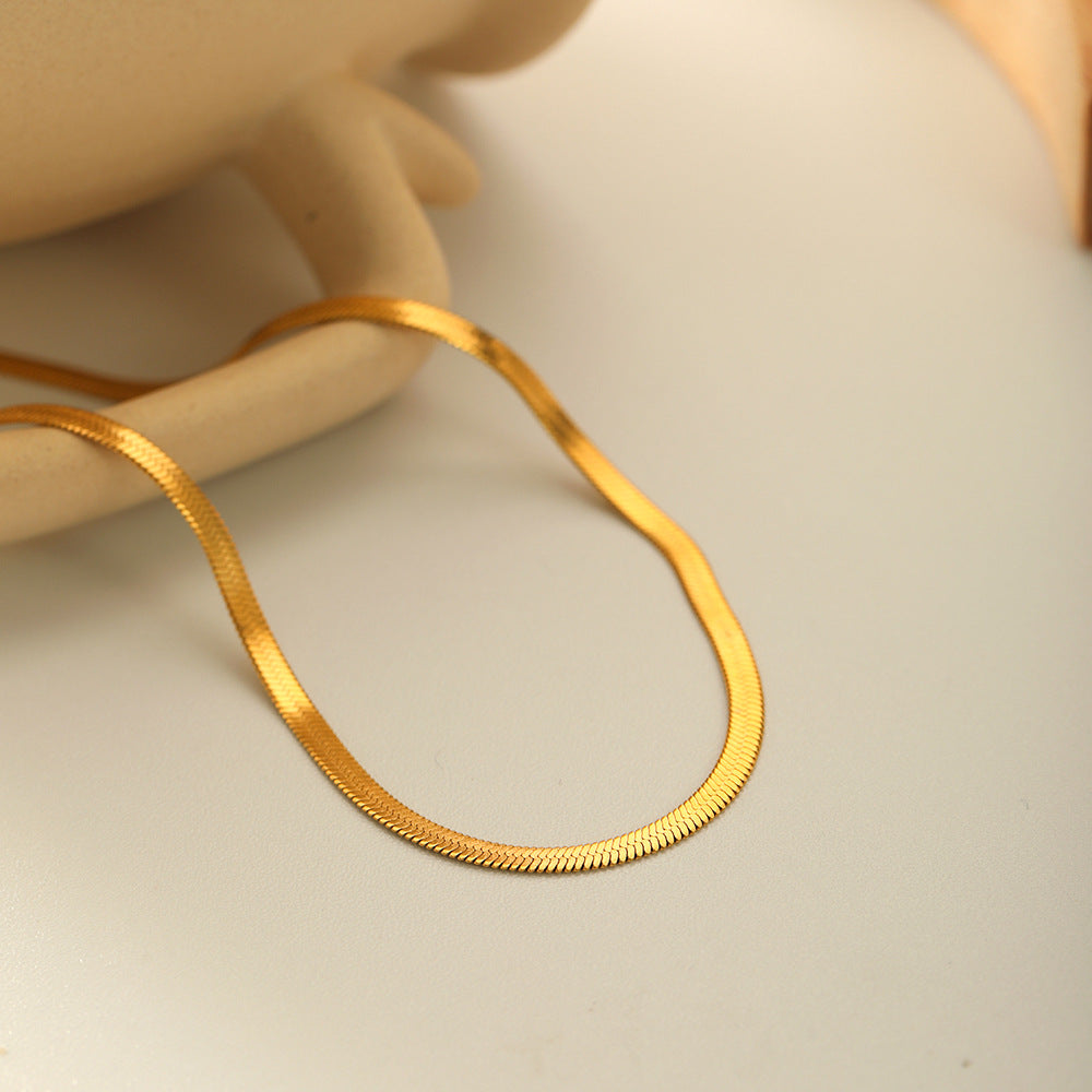 Collana a Catena a Serpente Geometrica Minimalista in Acciaio Inossidabile da Donna con Placcatura Sottovuoto in Oro 18K