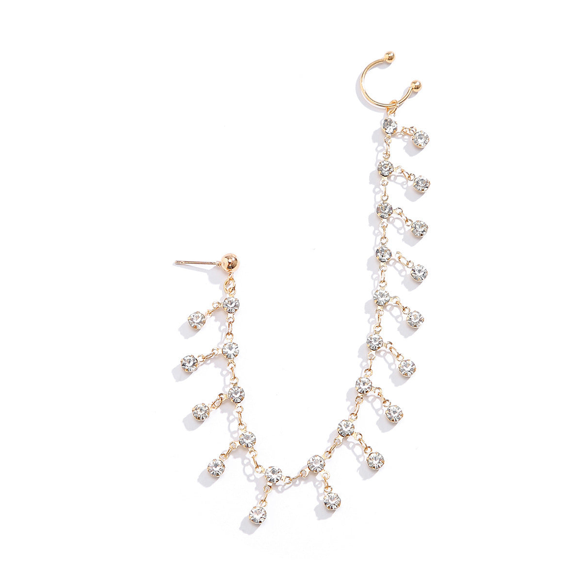 Sweet Minimalist Ethnic Geometric Crystal Plated Alloy Nose Ring with Tassel