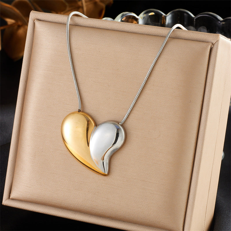 Collar Corazón de Acero Inoxidable Bañado, Minimalista y Vintage