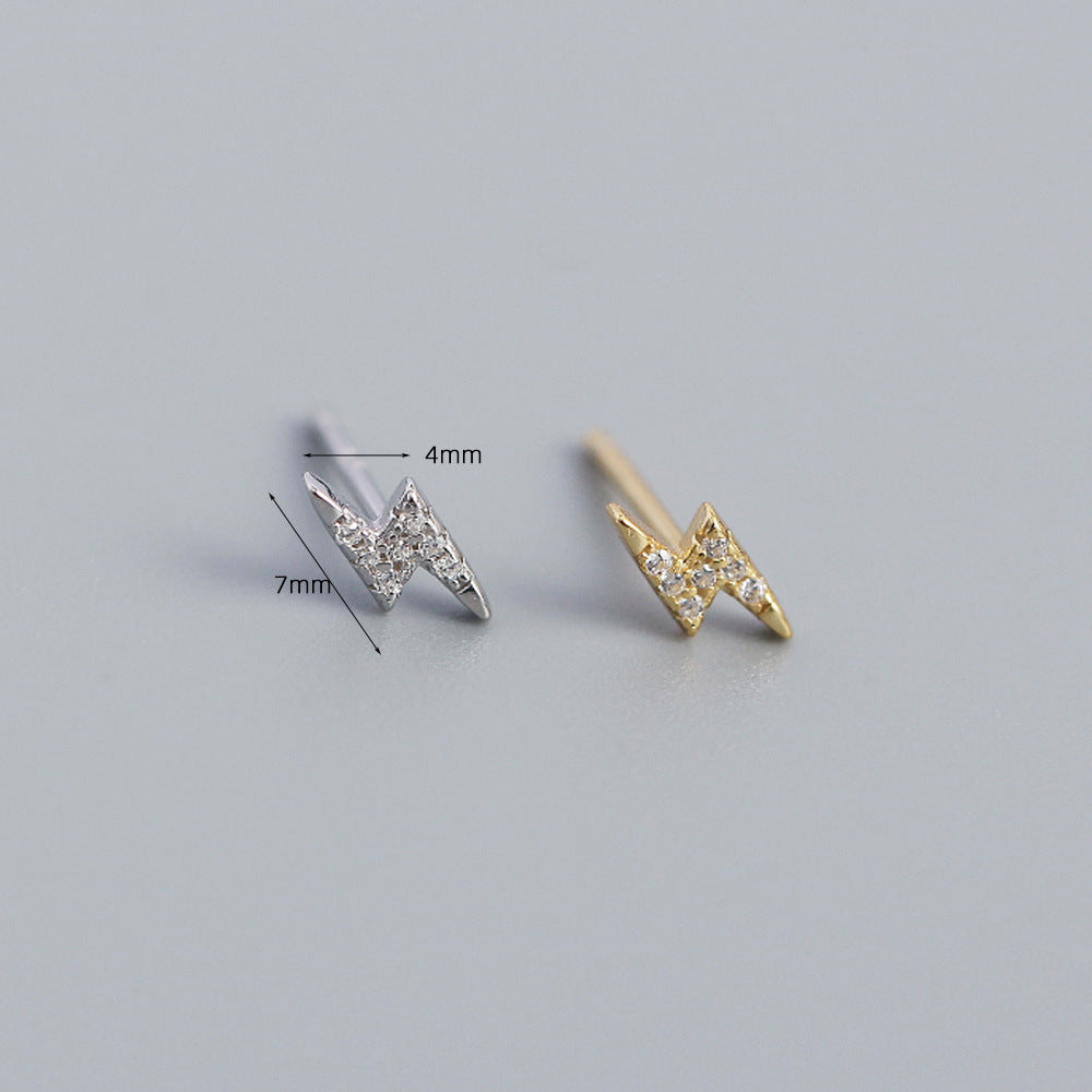 925 Sterling Silver Inlaid Diamond Stud Earrings
