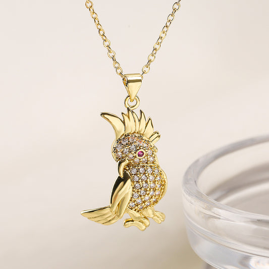 Collar colgante minimalista de pájaro para mujer con estructura de cobre y silueta geométrica