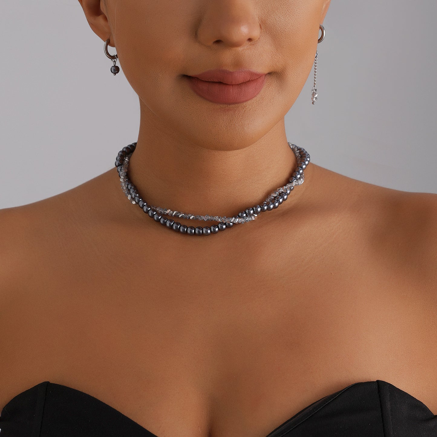 Sweet Luxury Geometric Round Crystal Alloy Plated Necklace for Women