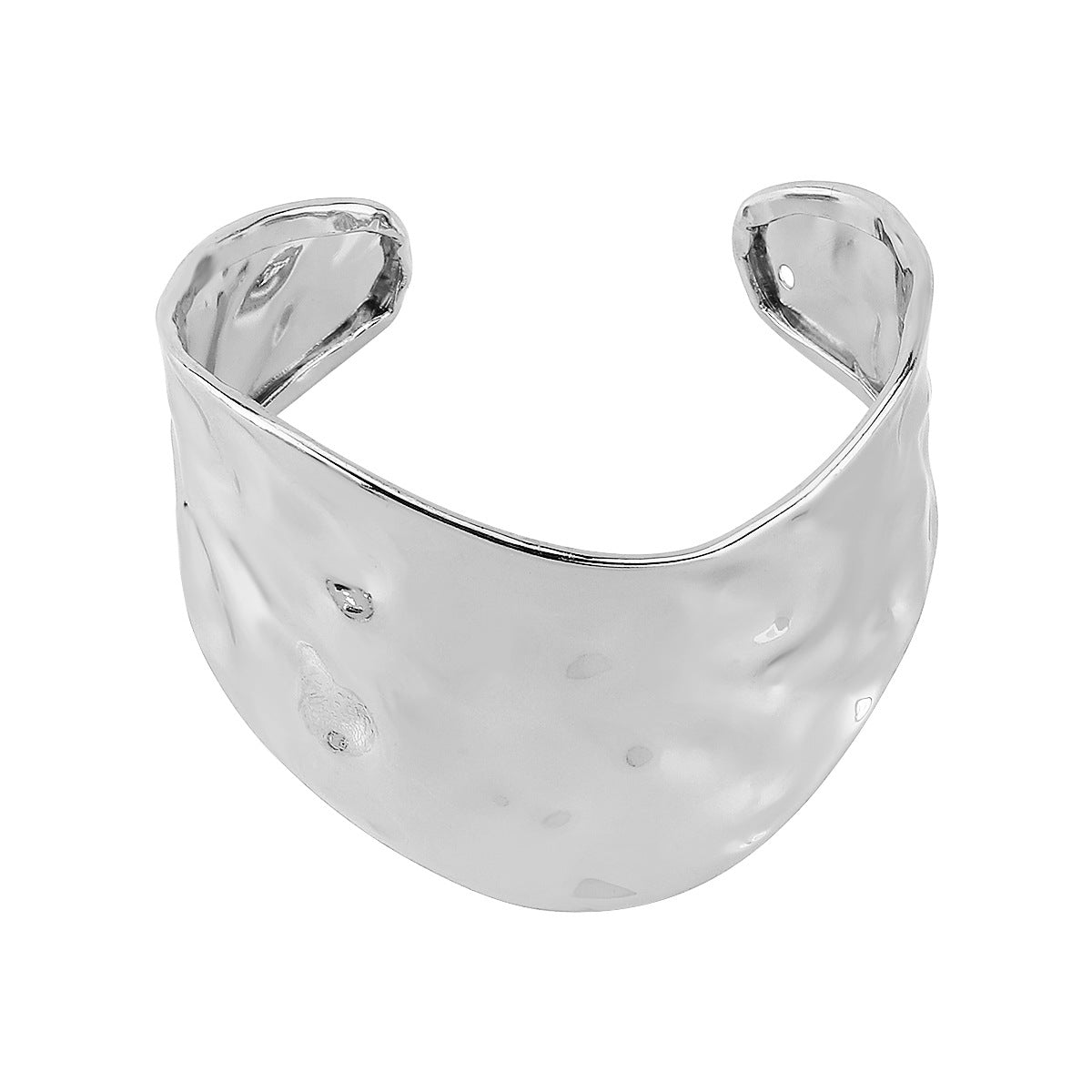Pulsera de Metal con Diseño Geométrico Irregular de Estilo Vintage, Textura Plegada y Acabado Galvanizado para Mujer