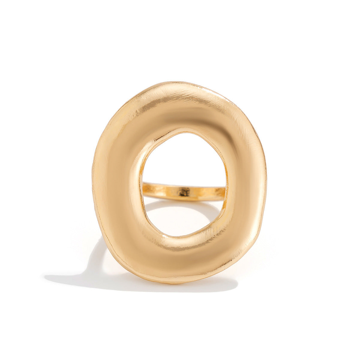Bracciale e anello aperti in lega placcata con linea geometrica ovale, stile Sweet Cool Minimalista