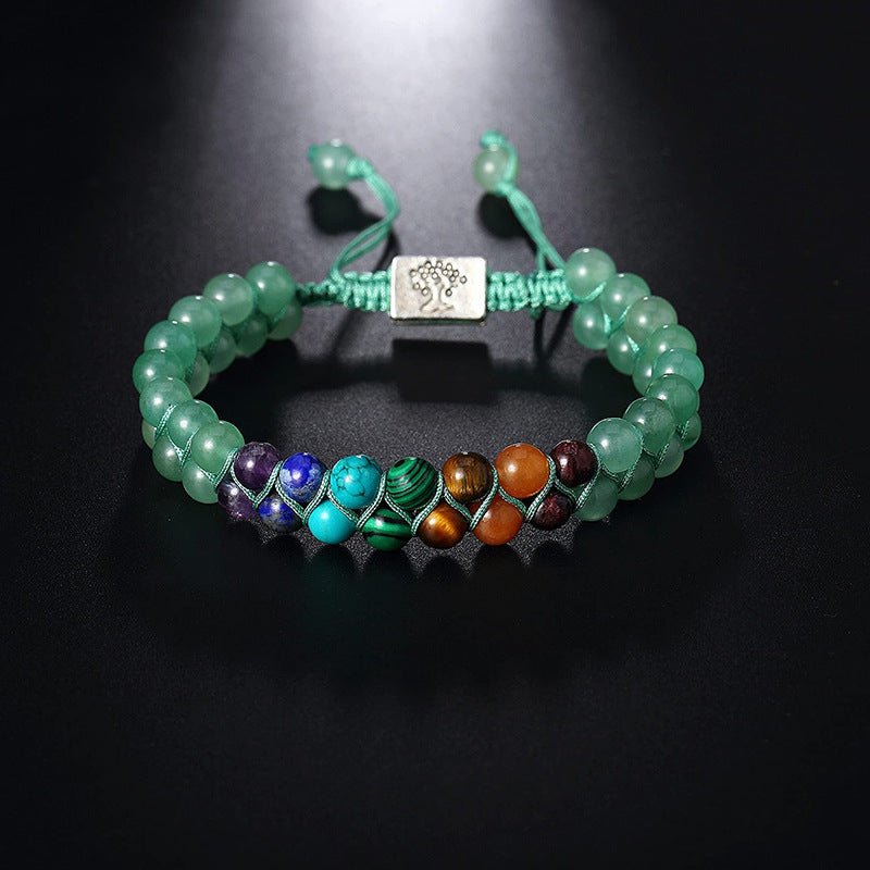 Bohemian 6mm Multicolor Natural Stone Agate Crystal Geometric Round Beaded Bracelet Unisex