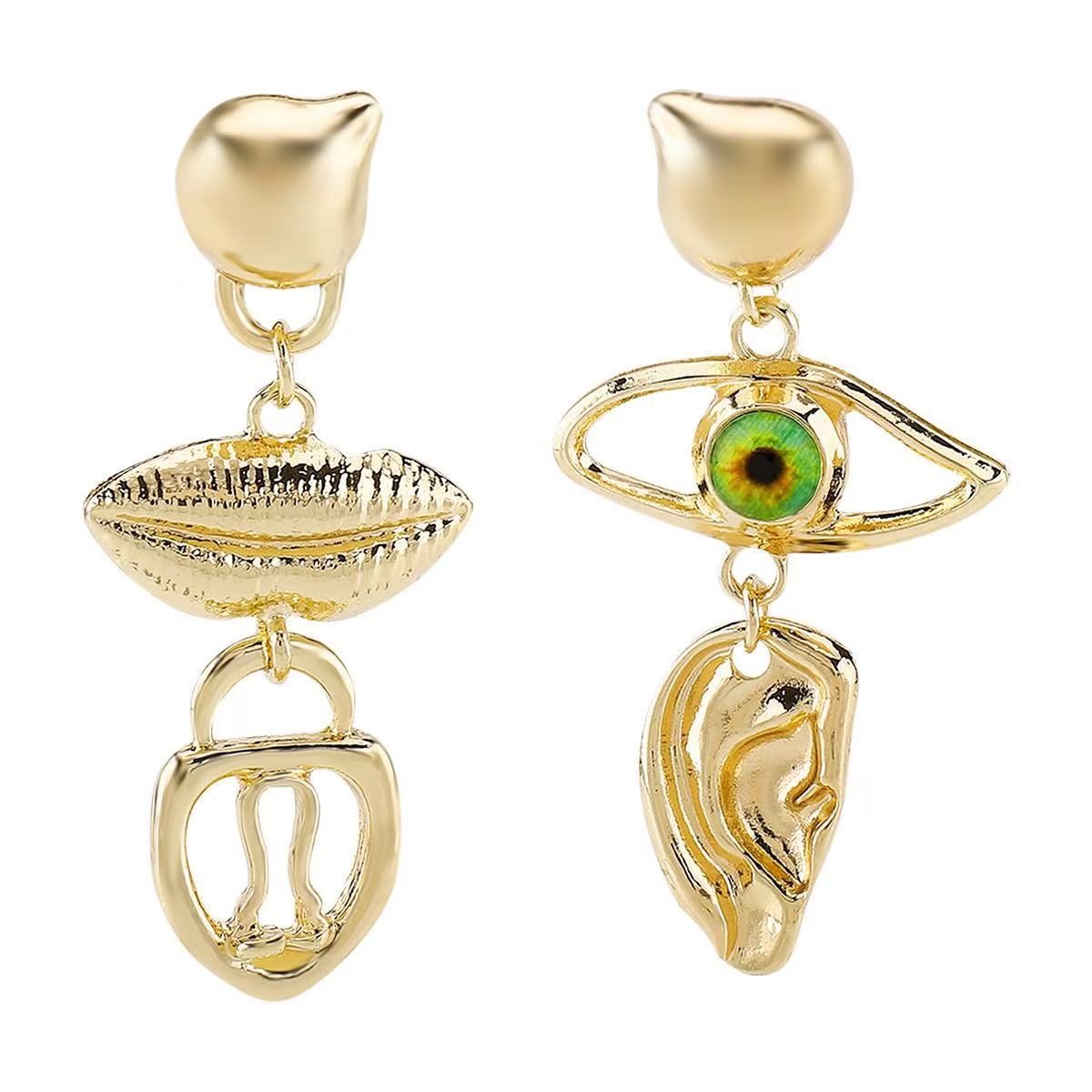 Orecchini pendenti da donna con strass a forma di Occhio di Allah esagerato, stile vintage