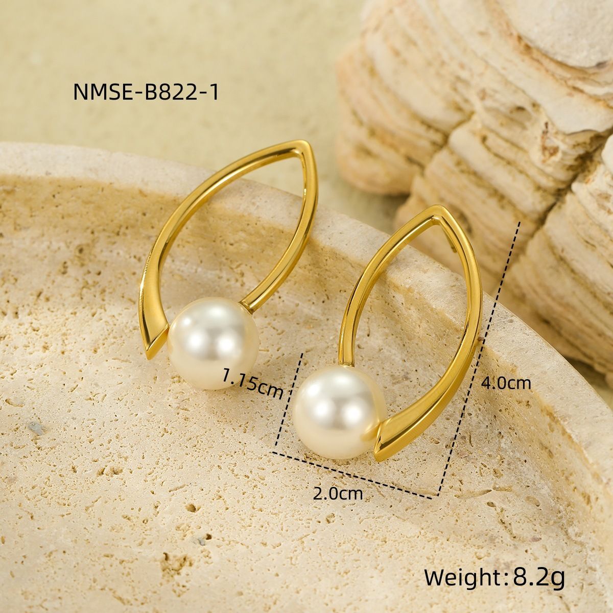 Orecchini a perno geometrici vintage con perle cave in acciaio inossidabile con finitura galvanica