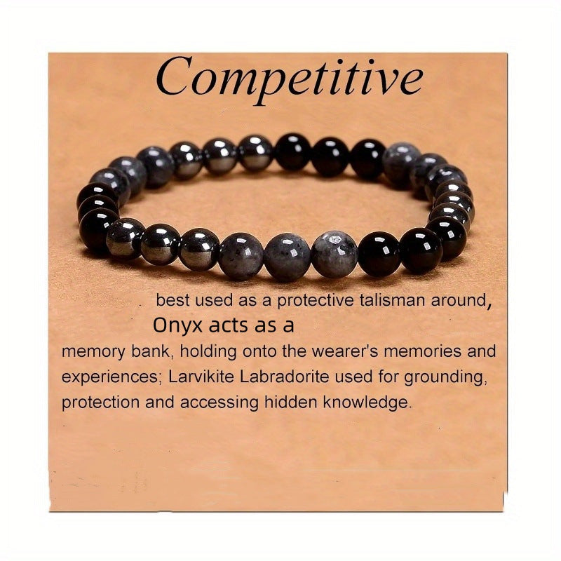 Minimalist Geometric Agate Beaded Bracelet Handmade Natural Stone Elastic Cord Jewelry Unisex