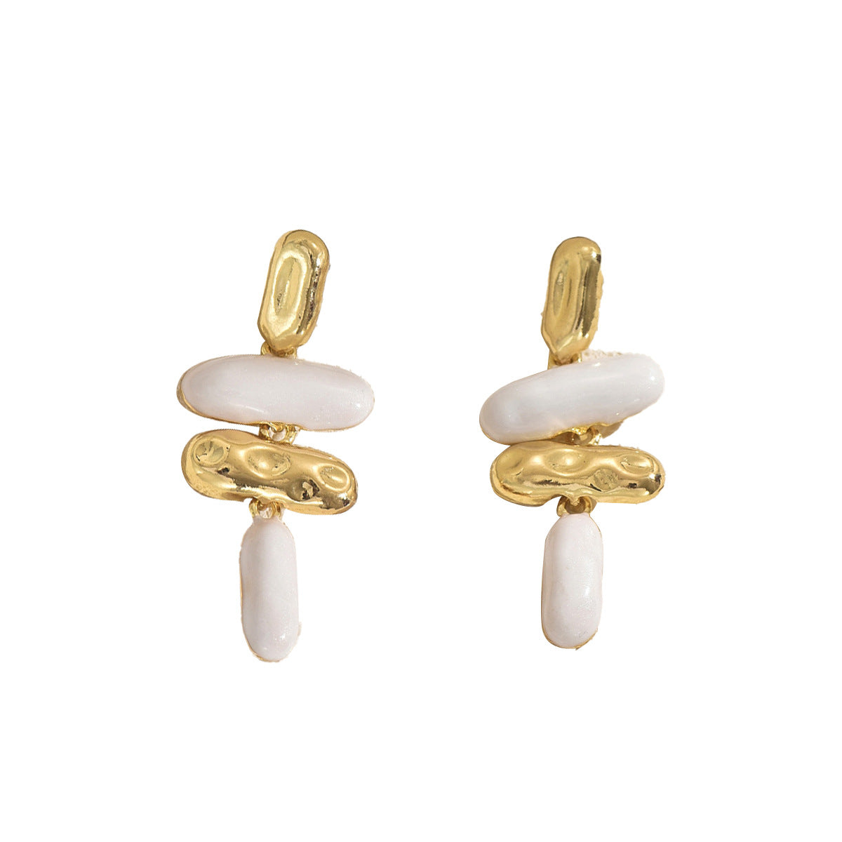 Minimalist Geometric Enamel Earrings for Women Zinc Alloy Drop Earrings with Polka Dot and Square Design