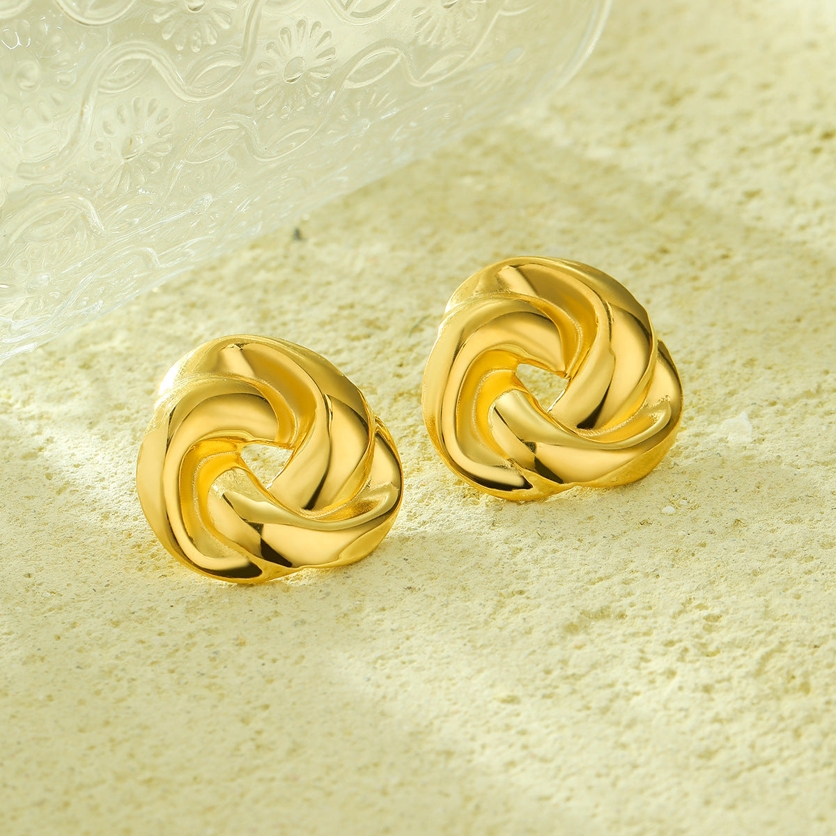 Pendientes de Acero Inoxidable con Diseño Trenzado Estilo Vintage y Baño de Oro de 18K para Mujer
