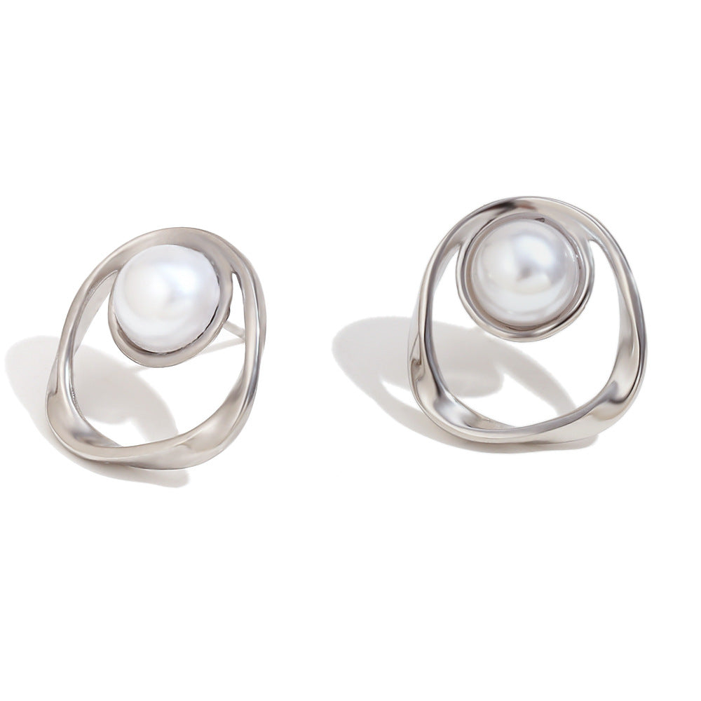 Orecchini a perno da donna minimalisti geometrici a petalo in acciaio inossidabile con placcatura in oro 18K