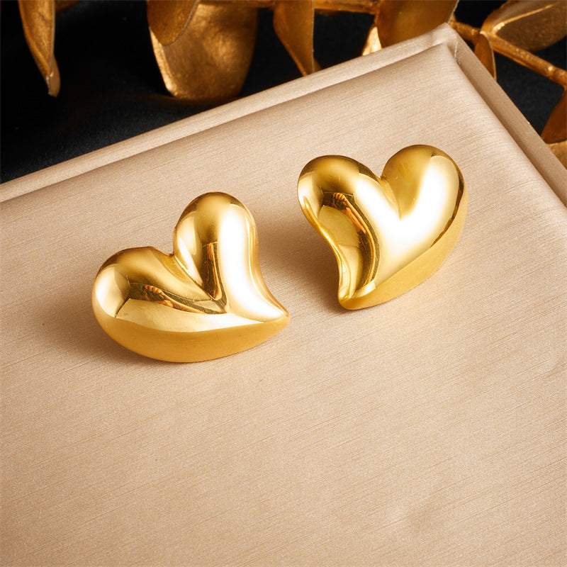 Orecchini a Cuore Minimalisti Placcati in Acciaio Inossidabile