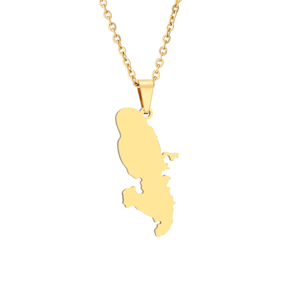 Collana con pendente geometrico minimalista in acciaio inossidabile con ciondolo in acciaio al titanio e finitura placcata in stile a catena O