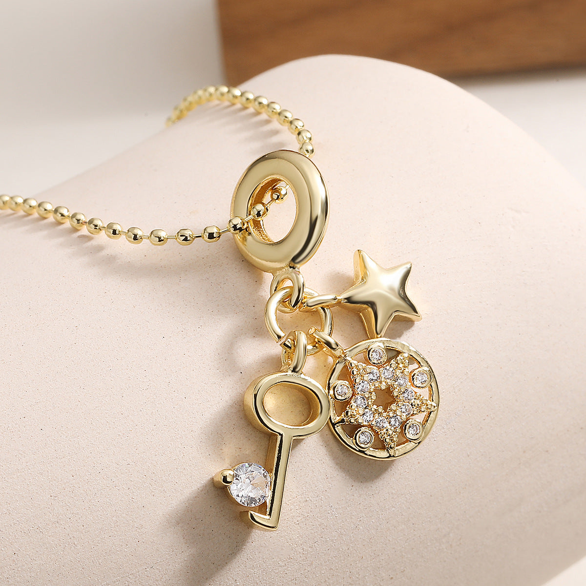 Minimalist Gold Plated Brass Cross Pendant Necklace with Micro-Inlay for Women