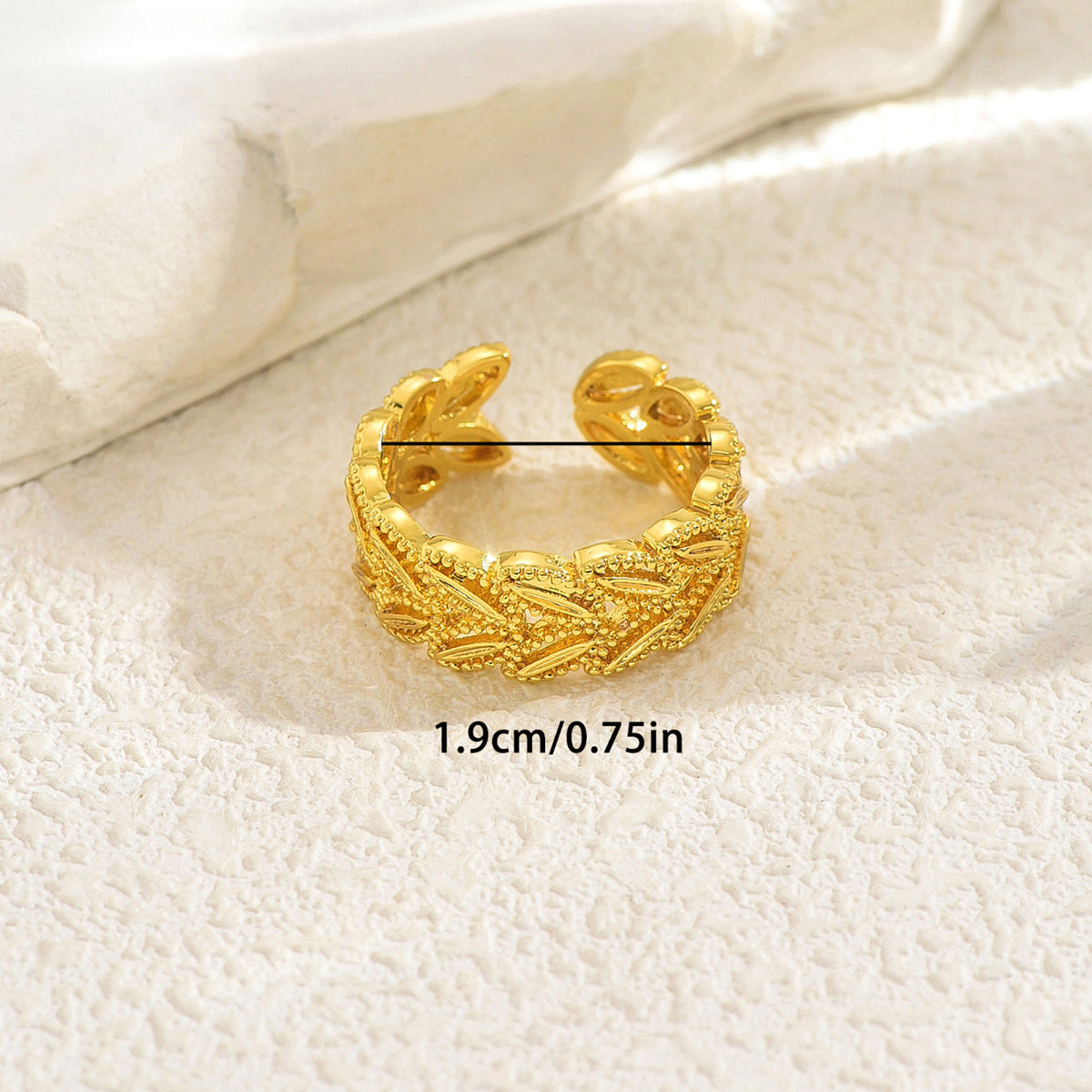 Minimalist Wheat Sheaf Design Geometric Open Ring for Women in Zinc Alloy with 18K Gold Plating