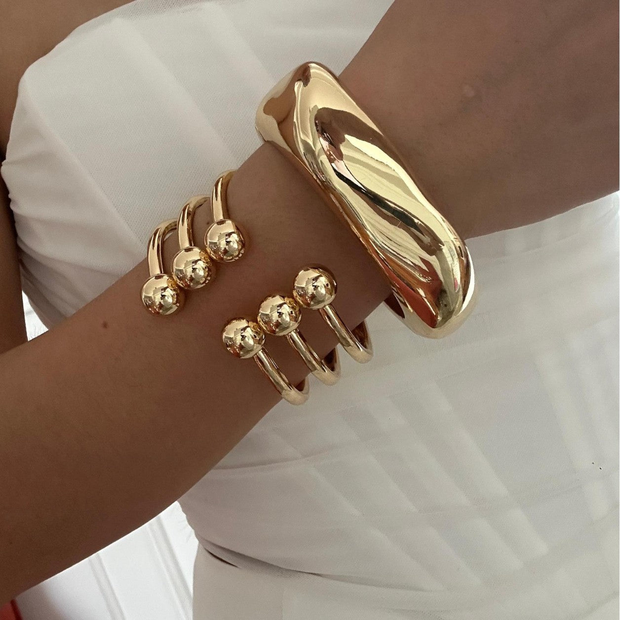 Minimalist Teardrop Geometric Plated Alloy Bracelet Set