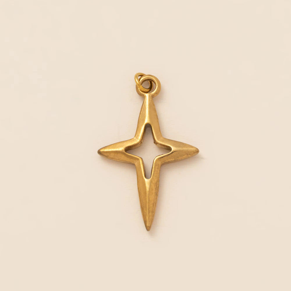 Fashion Plated Stainless Steel Sun Moon Star Heart Geometric Charm Bar Pendant Necklace