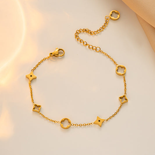 Pulsera Minimalista de Acero de Titanio con Letras para Mujer con Acabado Chapado, Accesorio de Moda Hipoalergénico