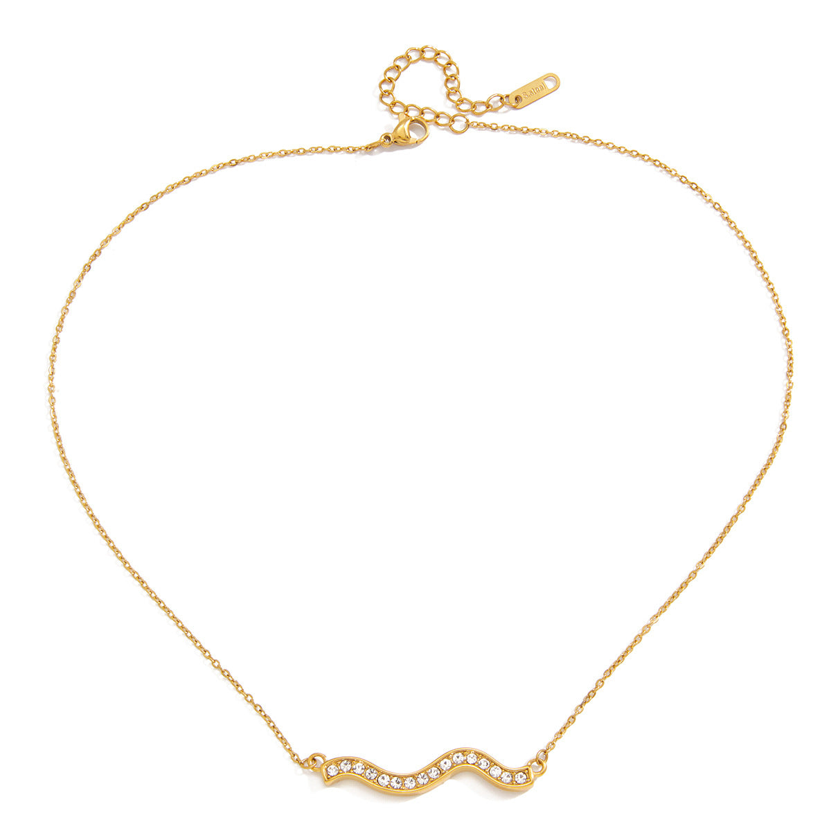 Elegant Geometric Rhinestone Inlaid Stainless Steel Necklace for Women