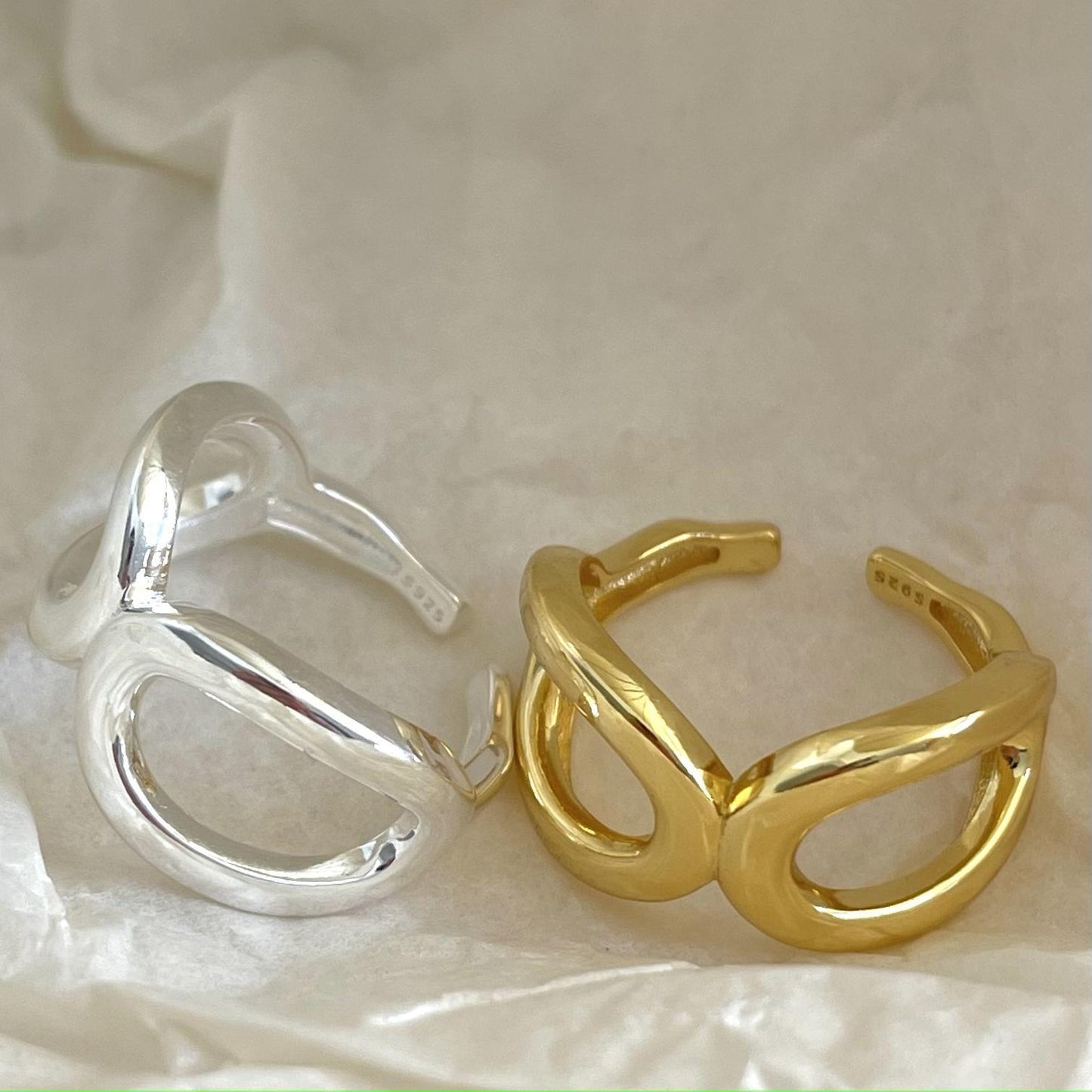 Anillo de plata de ley 925 con forma de corazón geométrico para mujer, estilo dulce, fresco y minimalista