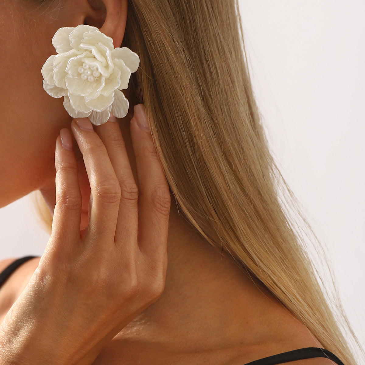 Pendientes de resina con diseño floral de lujo y varias capas tejidas a mano para mujer