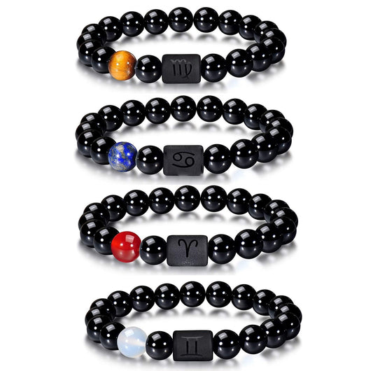 Unisex Natural Stone Zodiac Beaded Bracelet