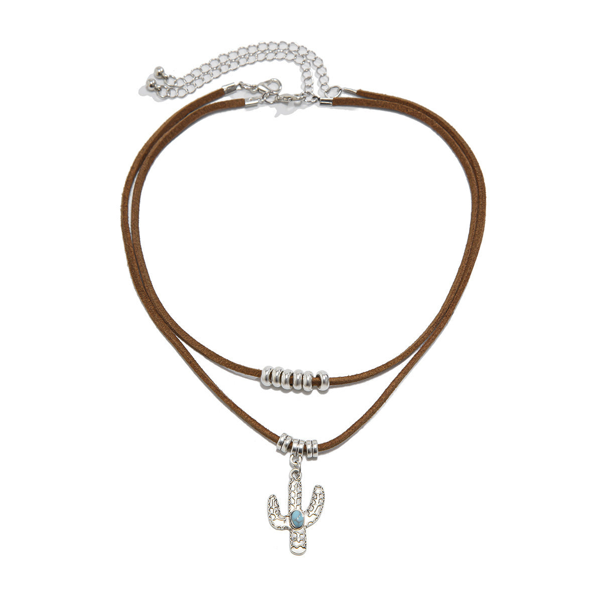 Collana Punk Geometrica in Lega con Intarsio Turchese e Finitura Placcata