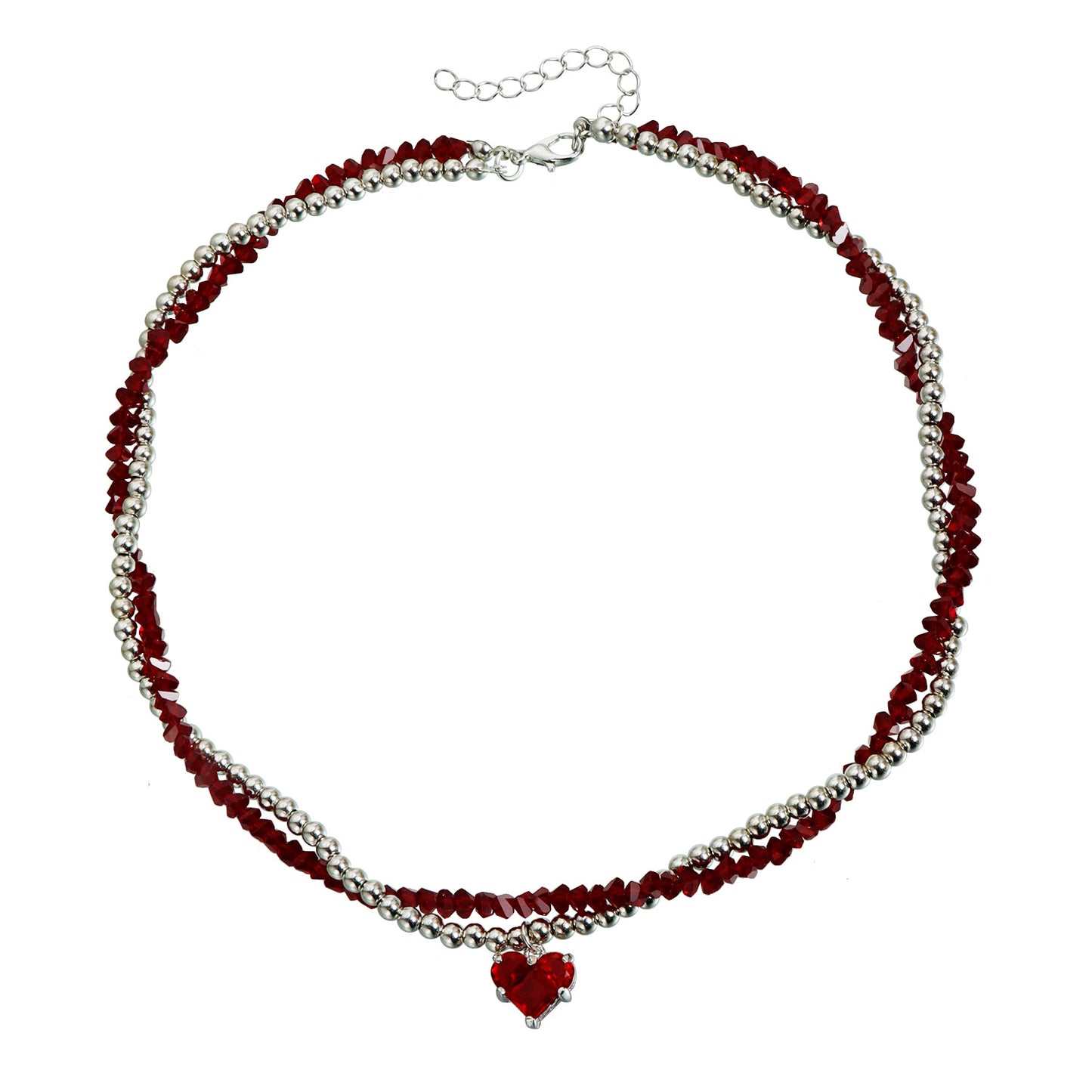 Elegant Geometric Heart Triangle Crystal Cubic Zirconia Alloy Necklace for Women