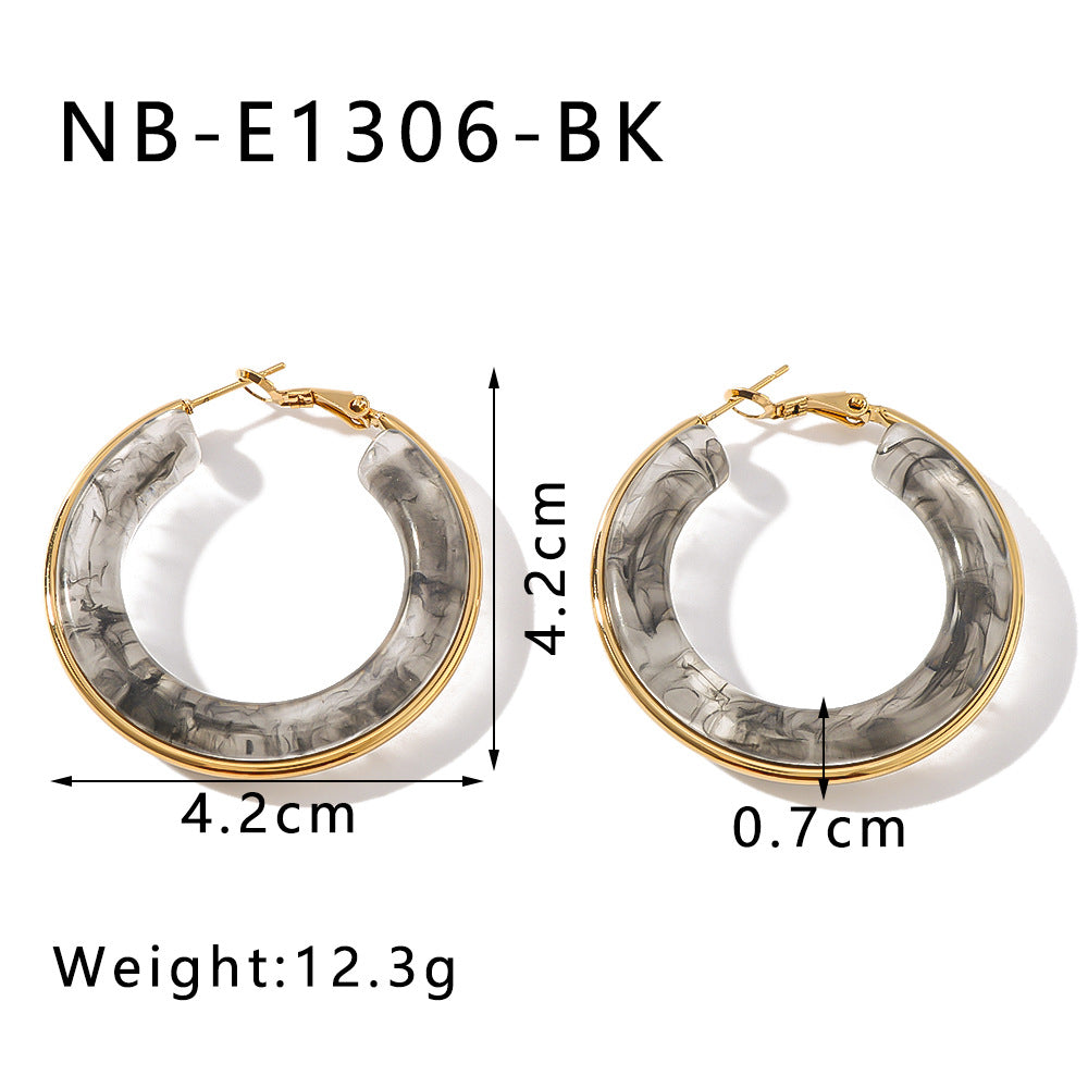 Minimalist Geometric Stainless Steel Ear Cuffs with 18K Gold Plating and Hollow Circle Design for Women