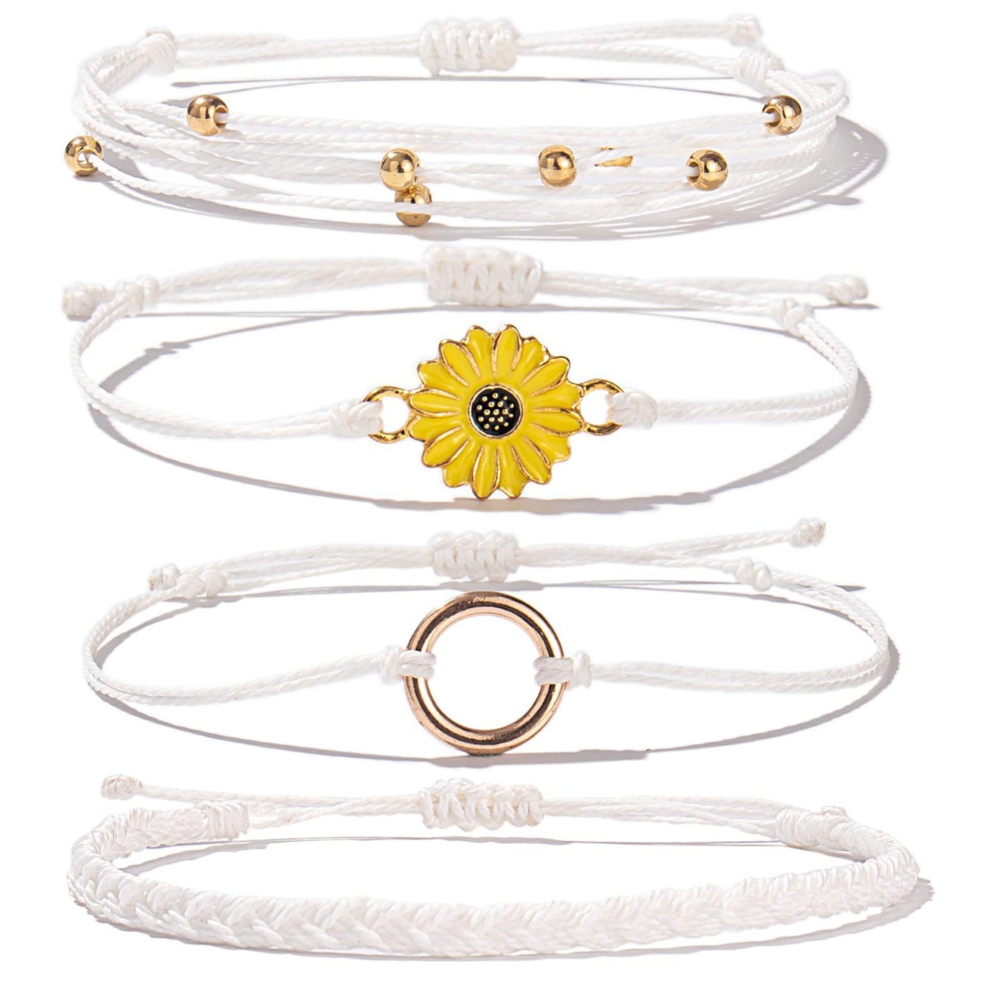 Bohemian Floral Sunflower Handmade Woven Bracelet for Women