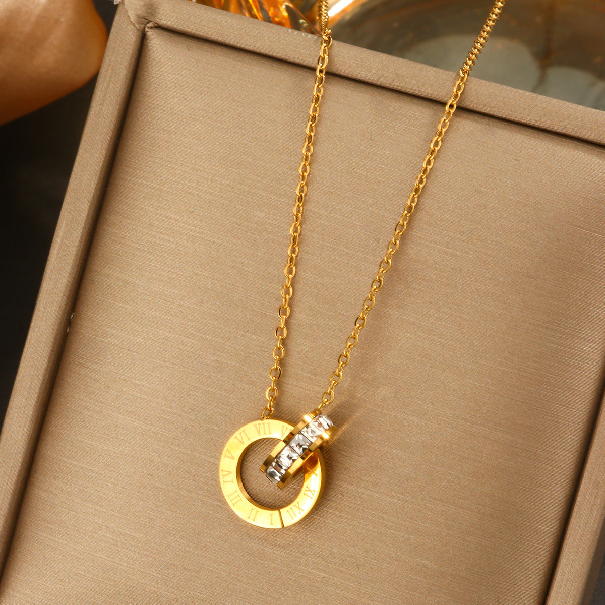 Elegant Titanium Steel Plated Multi-Layer Necklace with Heart Star Floral Geometric and Letter Pendants for Women