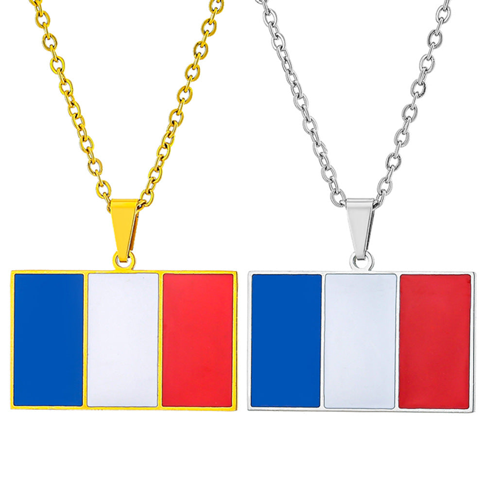 Collana con Ciondolo Geometrico Retrò in Acciaio Inossidabile con Finitura Smaltata Unisex, Ciondolo Quadrato in Acciaio al Titanio su Catena Piatta a Croce