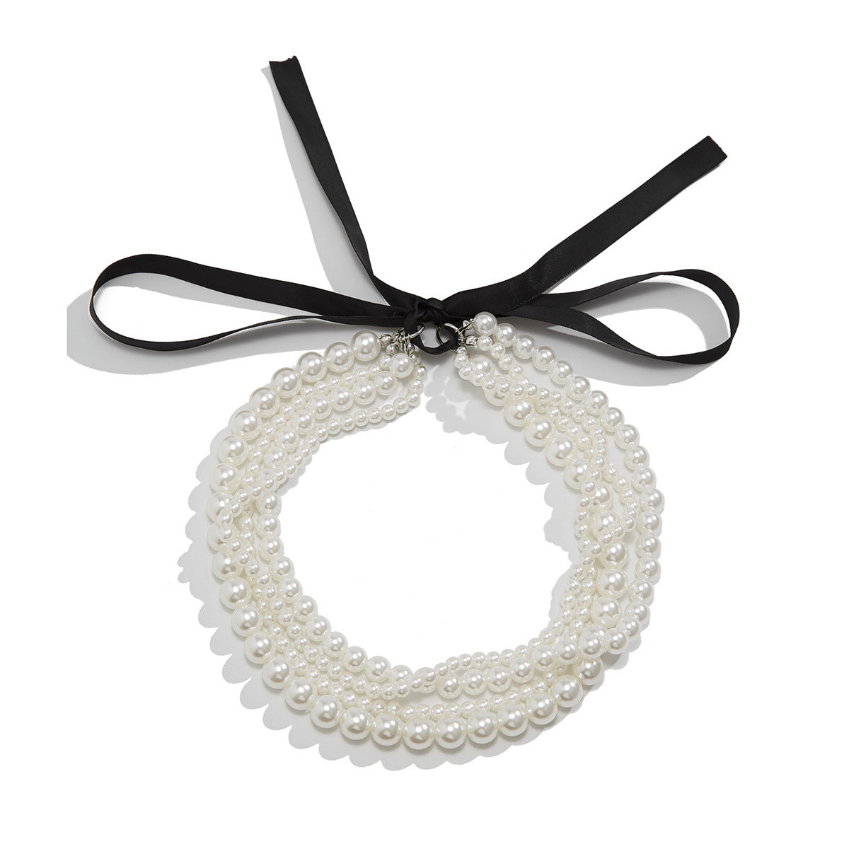 Elegante collana a sfera con pendente a perla intarsiato con strass a croce geometrica da donna