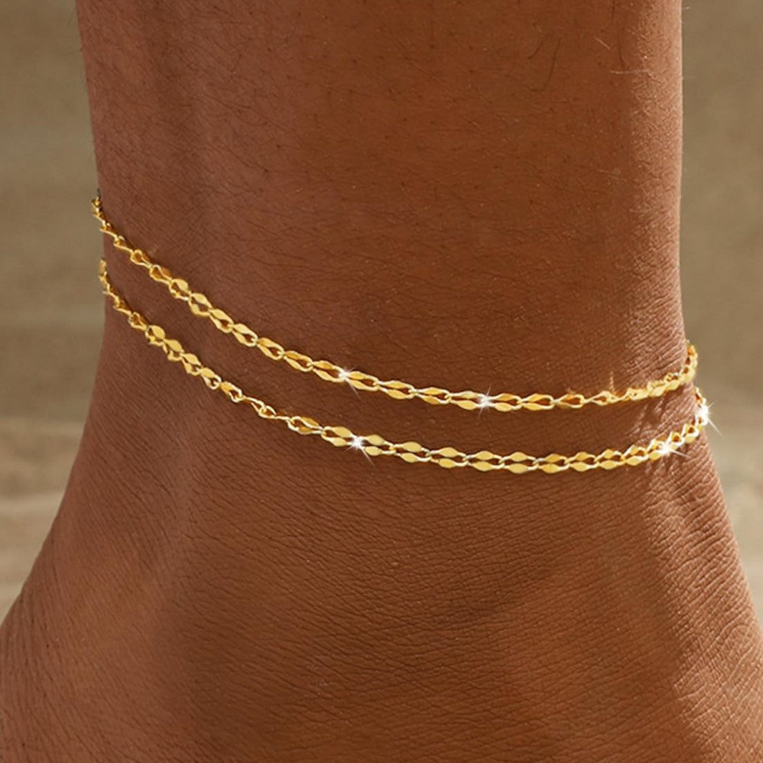 Bohemian Geometric Alloy Anklet for Women