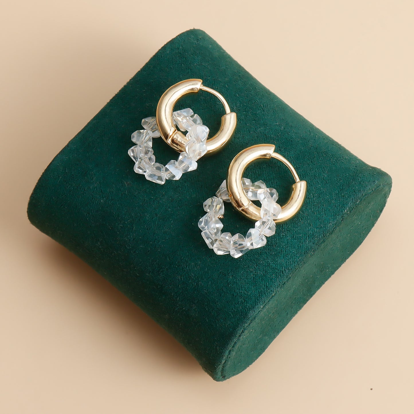 Pendientes de doble aro geométricos en metal chapado para mujer con postes de acero inoxidable