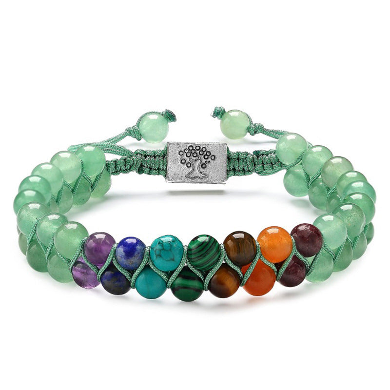 Bohemian 6mm Multicolor Natural Stone Agate Crystal Geometric Round Beaded Bracelet Unisex