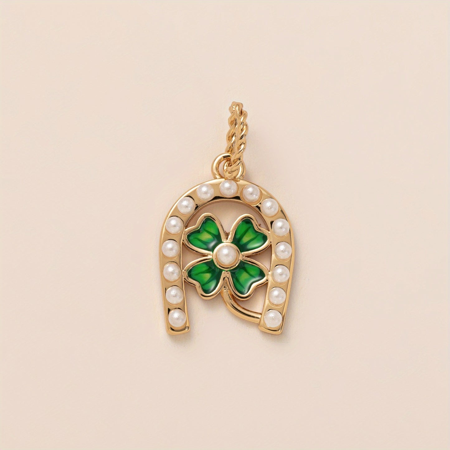 Sweet 14K Gold Plated Brass Floral Pearl Heart Star Geometric Plant Pendant Necklace Charm Bar