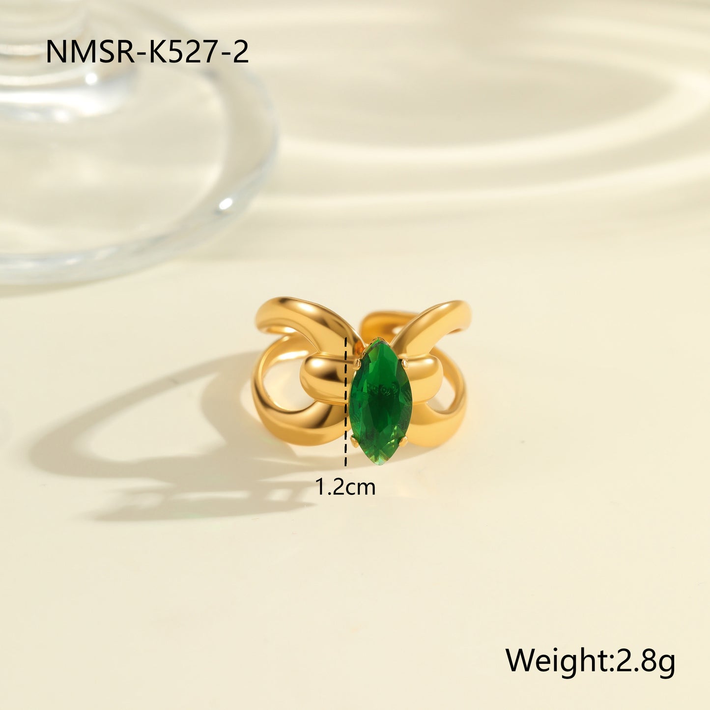 Anillo de Acero Inoxidable Geométrico Minimalista con Baño de Oro de 18K y Detalles de Remaches Esféricos Irregulares para Mujer