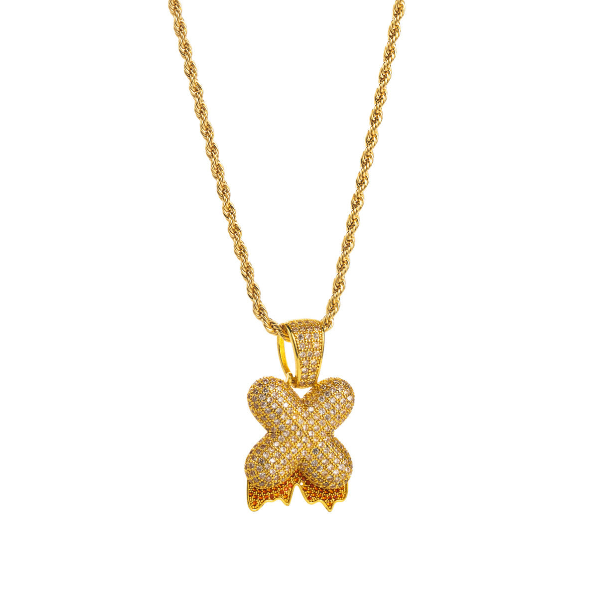 Collana con ciondolo a lettera "Sweet-Edgy" da donna in ottone con intarsio in zirconi cubici su catena a clavicola