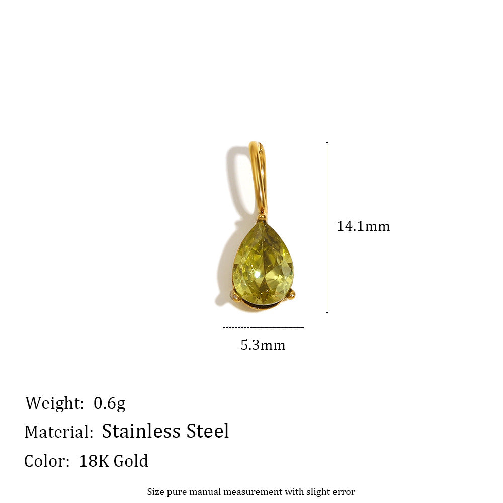 Colgante minimalista de gota de agua en acero inoxidable bañado en oro de 18K para fabricación de joyas DIY