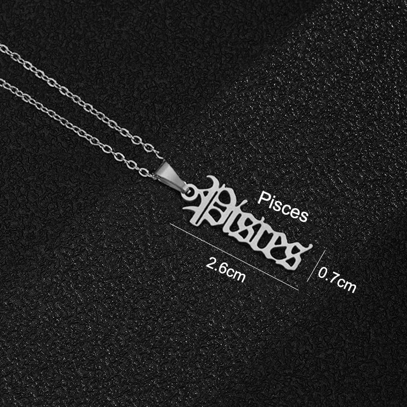 Zodiac-Themed Stainless Steel Pendant Necklace with Titanium Steel Charm and Electroplated Finish for Unisex Wear