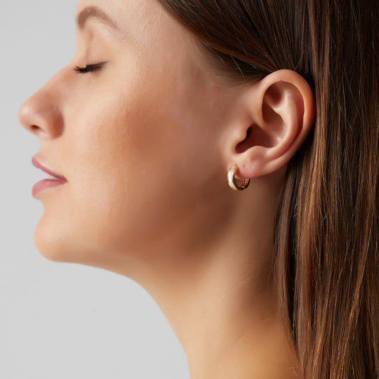 Orecchini a perno geometrici minimalisti in ottone da donna con finitura galvanica e stile moderno da ufficio