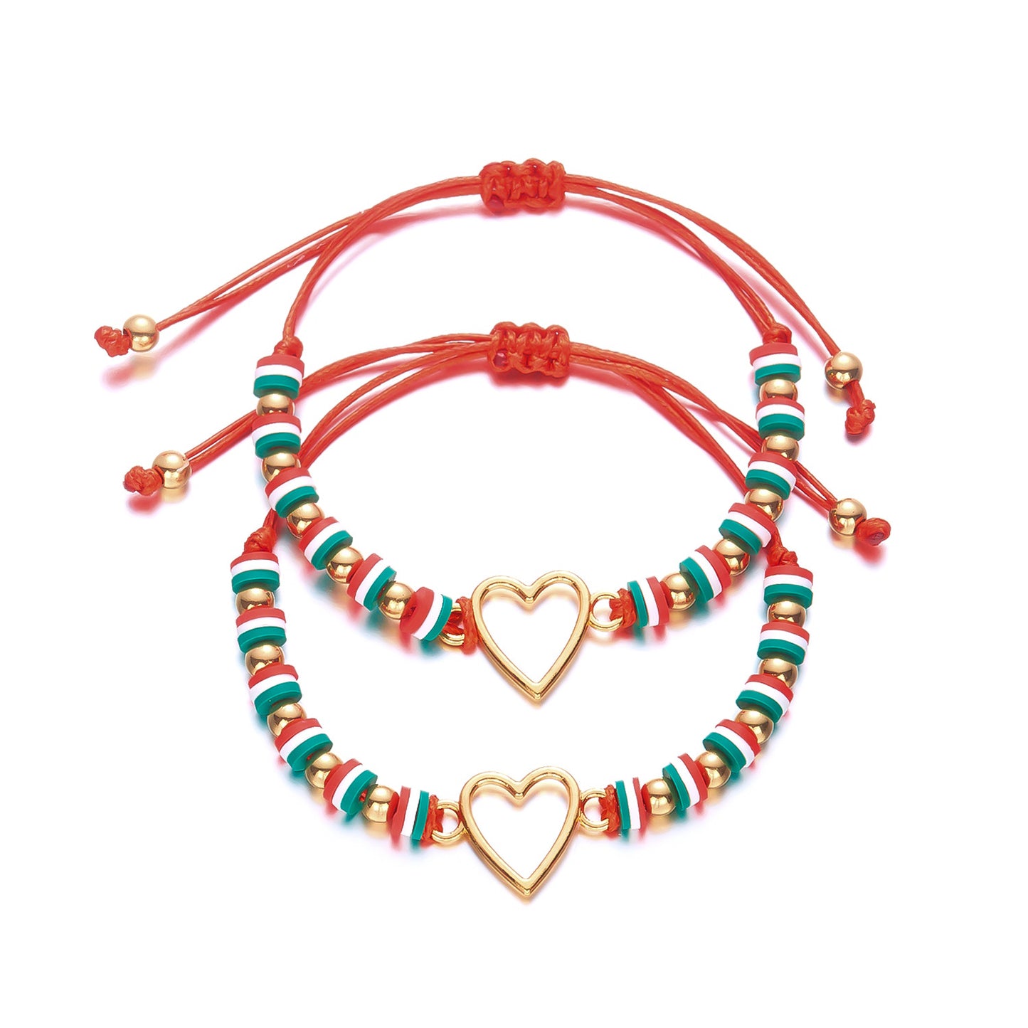 Christmas-Themed Handcrafted Alloy Bracelet Set with Snowflake Santa Tree Bell and Wreath Beads for Women