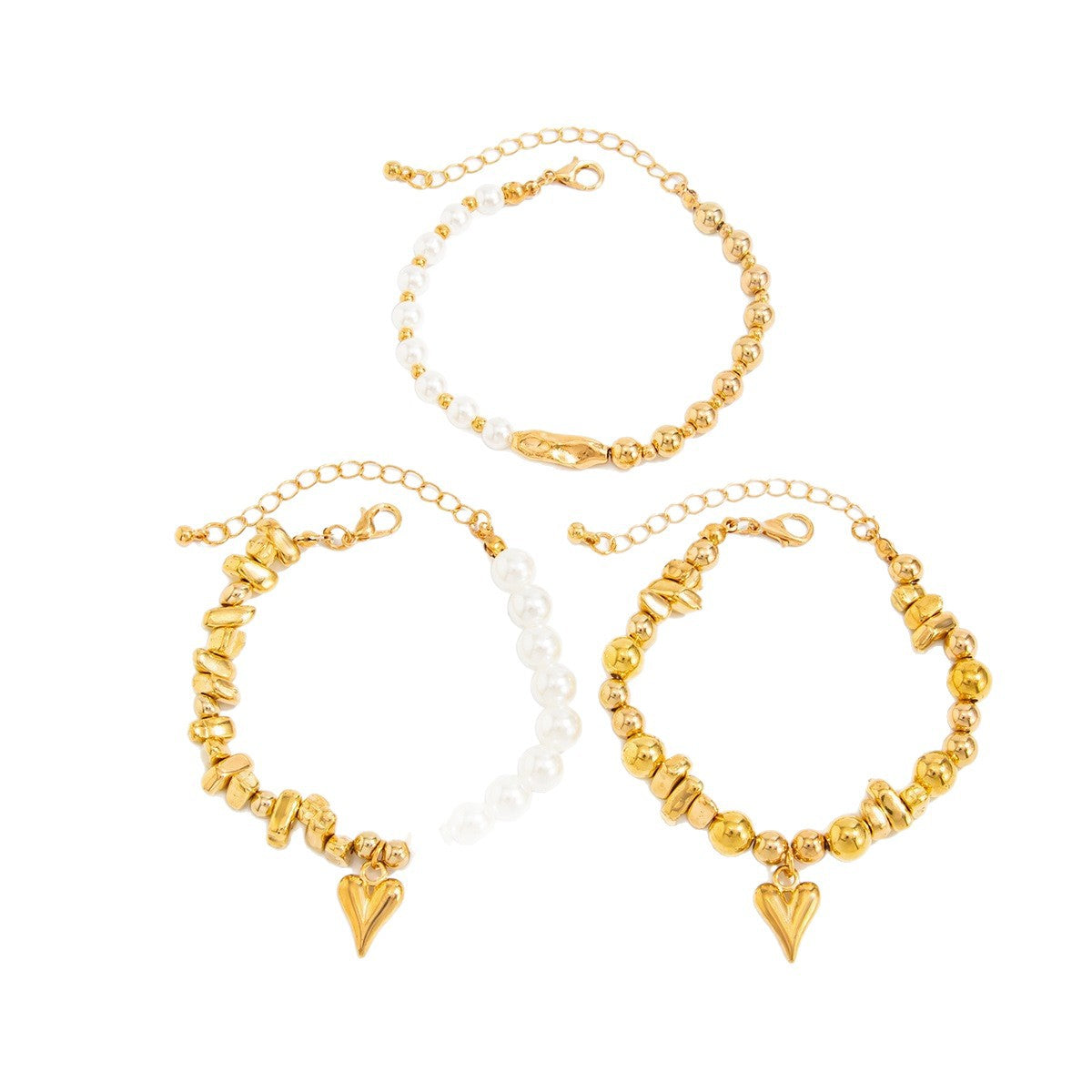 Bracciale in acrilico con cuore geometrico, perle e perline, modello Sweet Streetwear