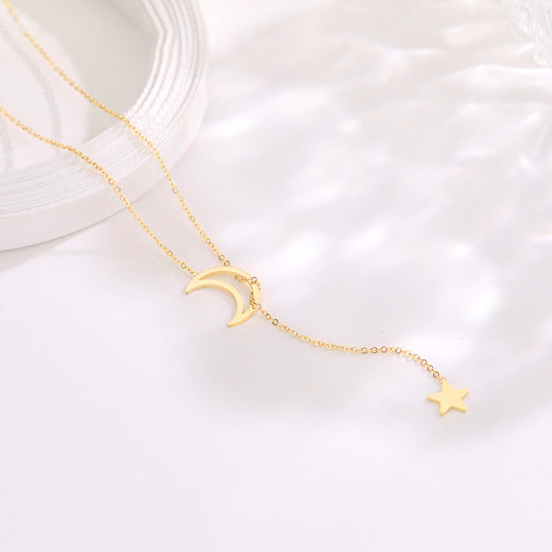 Minimalist Letter-Shaped Titanium Steel Plated Necklace for Women with O-Chain and Locket-Style Pendant