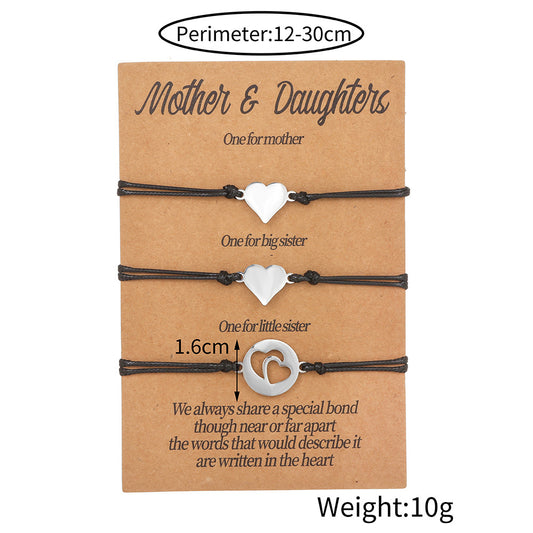 Minimalist Stainless Steel Heart Geometric Woven Card Bracelet