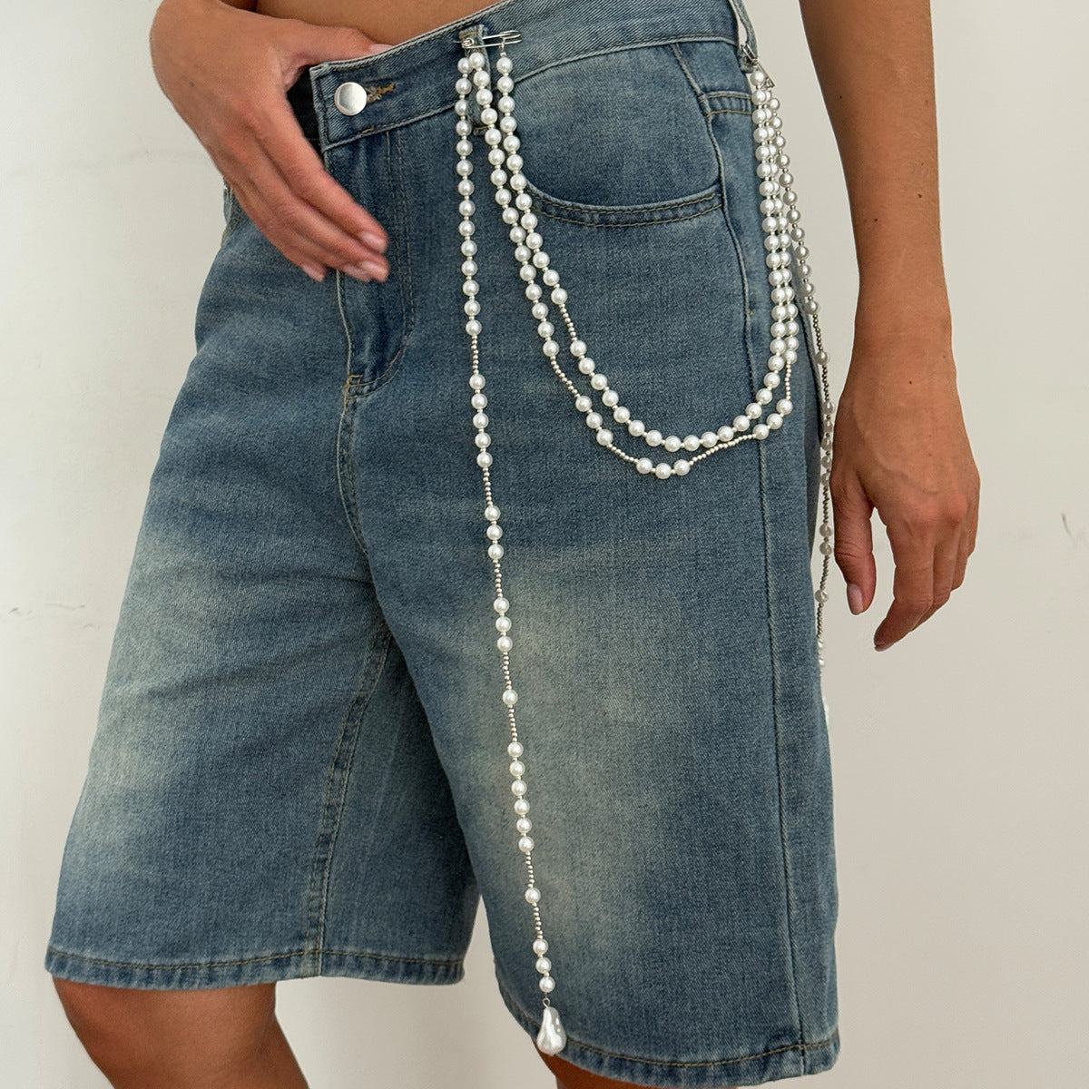 Minimalist Star Faux Pearl Tassel Multi-layer Waist Chain for Women